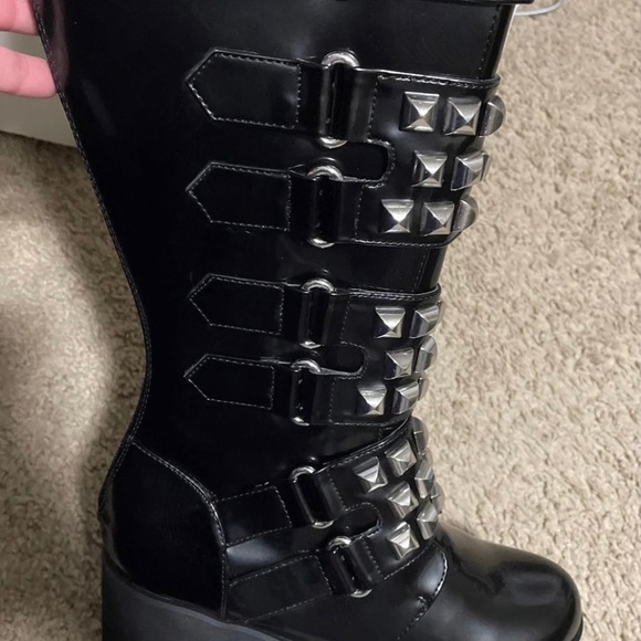 Dolls Kill black platform boots with studs. Size 5.5 US. Never been worn - Picture 3 of 3